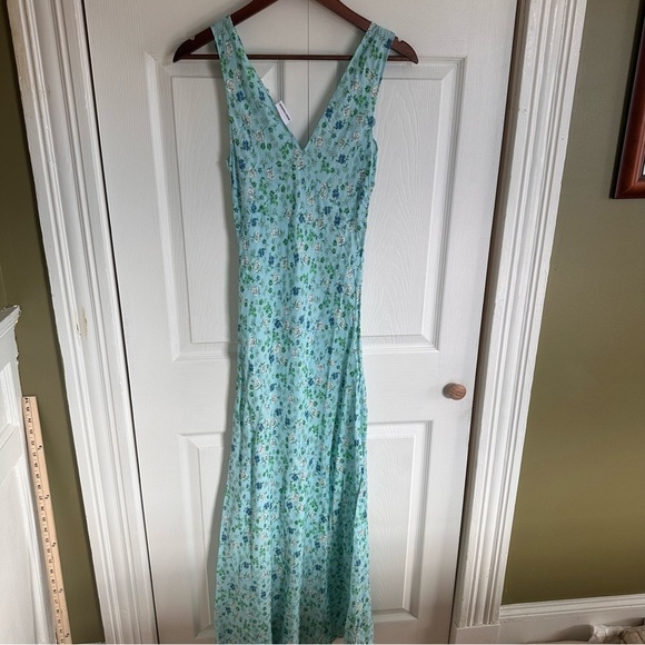 Skylar + Madison Floral Maxi Dress Sky blue boho Cottagecore v neck medium - Picture 3 of 9
